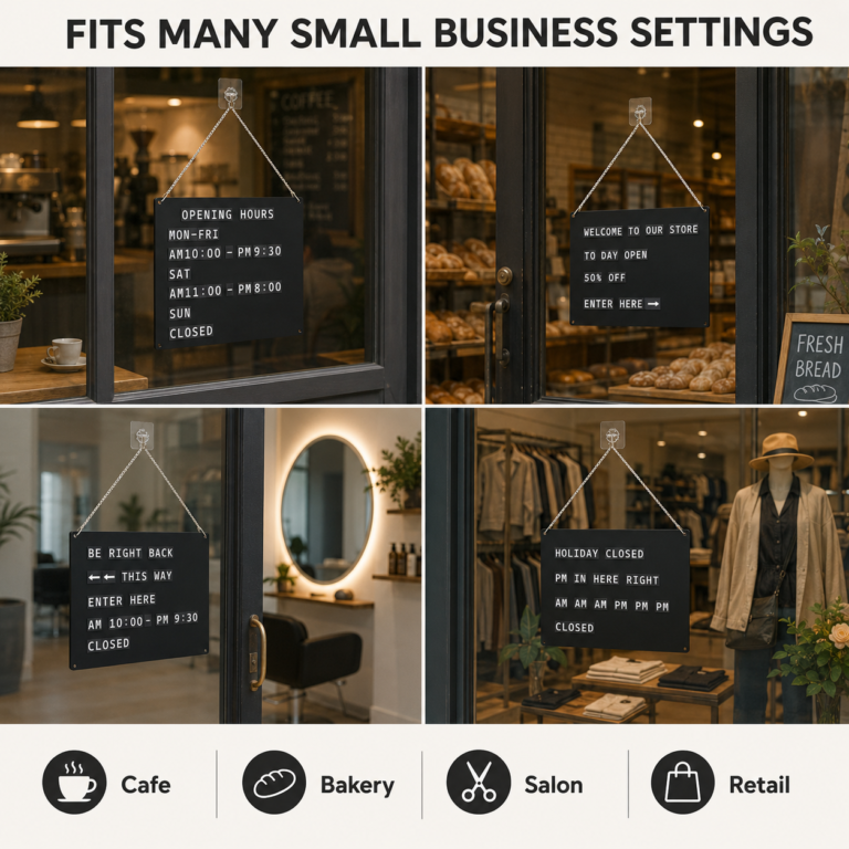 Hanging message board in café, bakery, salon and retail settings