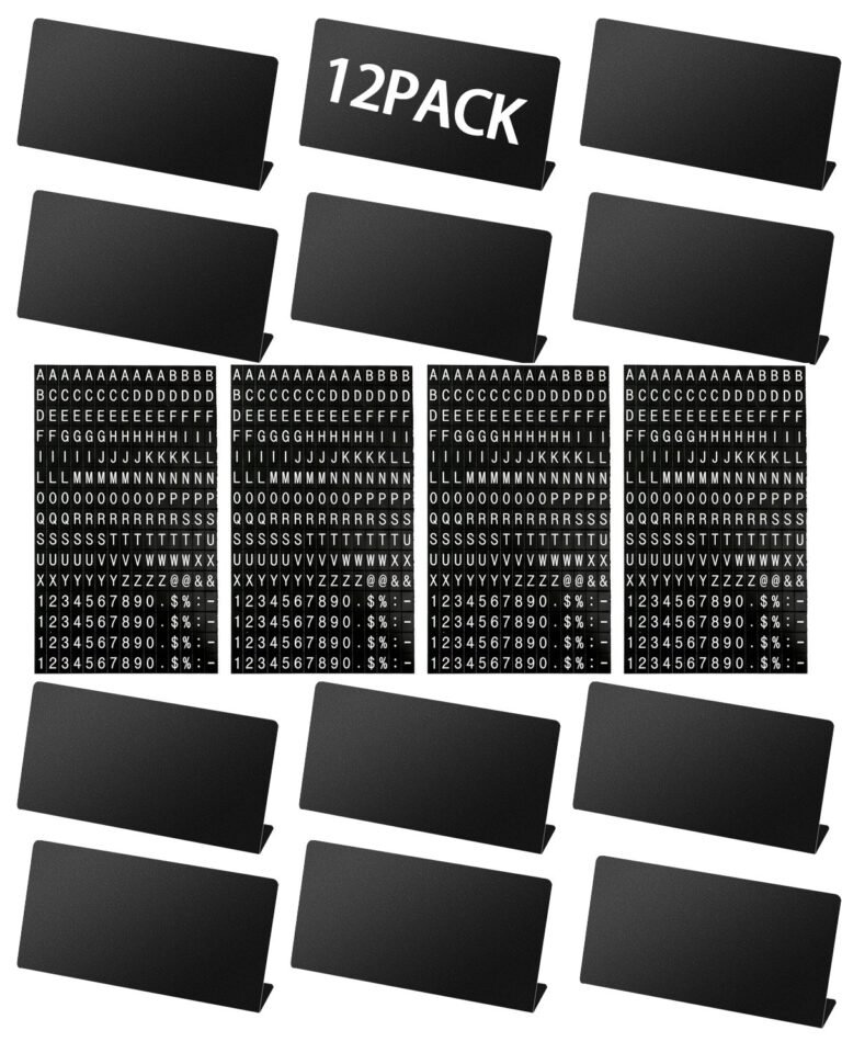 Mini magnetic letter display signs 12-pack with four magnetic character boards